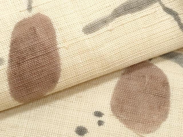 平和屋着物＊夏物　九寸名古屋帯　手描き　成り物　麻　逸品　CABL2020fb