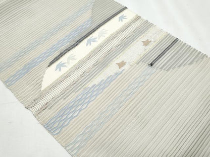 平和屋着物＊夏物　八寸名古屋帯　絽綴れ　横段文　金銀糸　正絹　逸品　CABL2021fb