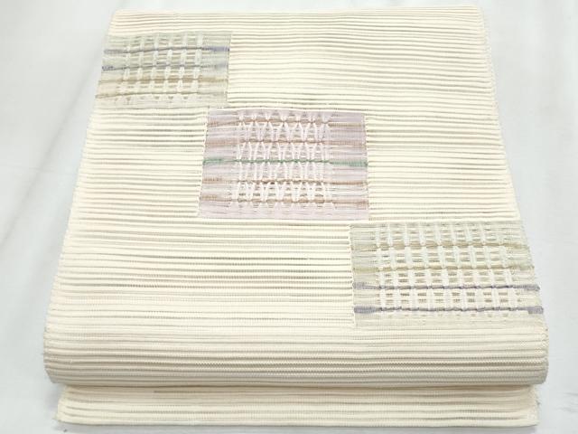平和屋着物＊夏物　八寸名古屋帯　絽綴れ　幾何学文様　正絹　逸品　CABL2022fb