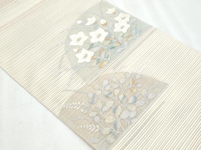 平和屋着物＊夏物　八寸名古屋帯　絽綴れ　桔梗萩文　金銀糸　正絹　逸品　CABL2024fb