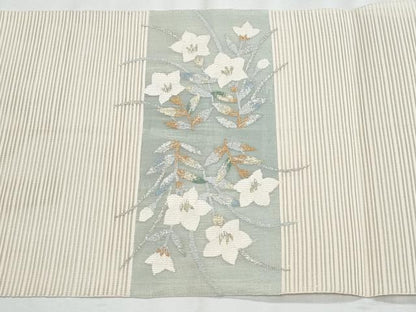 平和屋着物＊夏物　八寸名古屋帯　絽綴れ　桔梗萩文　金銀糸　正絹　逸品　CABL2024fb