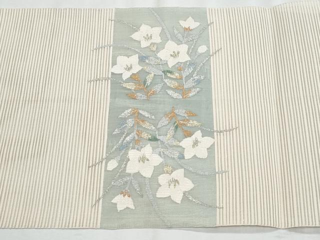 平和屋着物＊夏物　八寸名古屋帯　絽綴れ　桔梗萩文　金銀糸　正絹　逸品　CABL2024fb