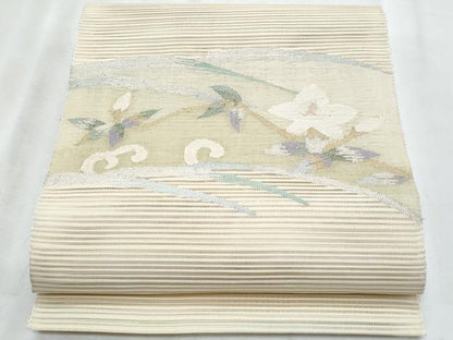 平和屋着物＊夏物　八寸名古屋帯　絽綴れ　枝花文　金銀糸　正絹　逸品　CABL2028fb