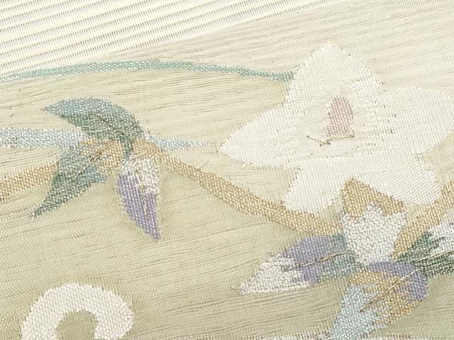 平和屋着物＊夏物　八寸名古屋帯　絽綴れ　枝花文　金銀糸　正絹　逸品　CABL2028fb