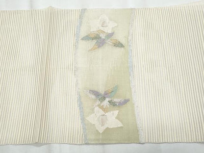 平和屋着物＊夏物　八寸名古屋帯　絽綴れ　枝花文　金銀糸　正絹　逸品　CABL2028fb