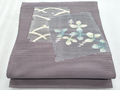 平和屋着物＊夏物　八寸名古屋帯　絽綴れ　破れ色紙枝花文　正絹　逸品　CABL2029fb