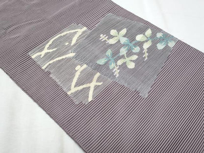 平和屋着物＊夏物　八寸名古屋帯　絽綴れ　破れ色紙枝花文　正絹　逸品　CABL2029fb