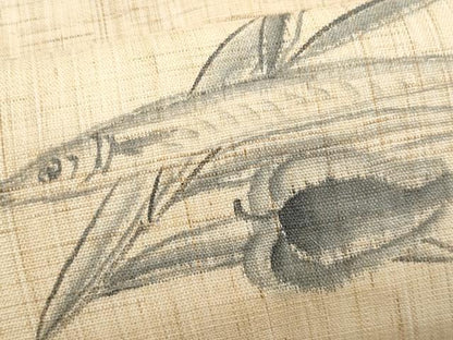 平和屋着物＊夏物　九寸名古屋帯　手描き　魚　成り物　麻　逸品　CABL2033fb