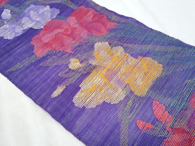 平和屋着物＊夏物　八寸名古屋帯　草花文　正絹　逸品　CABL2038fb