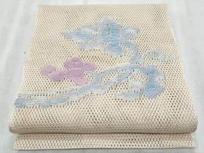 平和屋着物＊夏物　八寸名古屋帯　羅　枝花文　正絹　逸品　CABL2042fb