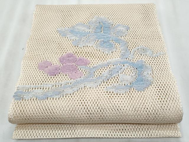 平和屋着物＊夏物　八寸名古屋帯　羅　枝花文　正絹　逸品　CABL2042fb