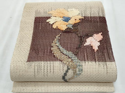 平和屋着物＊夏物　八寸名古屋帯　枝花文　金銀糸　正絹　逸品　CABL2043fb