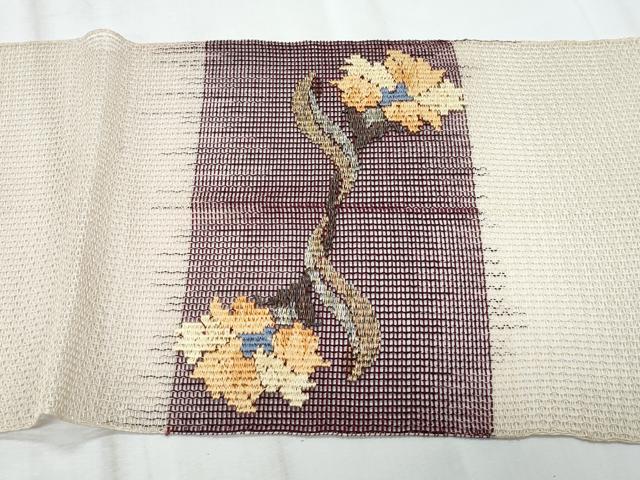 平和屋着物＊夏物　八寸名古屋帯　枝花文　金銀糸　正絹　逸品　CABL2043fb