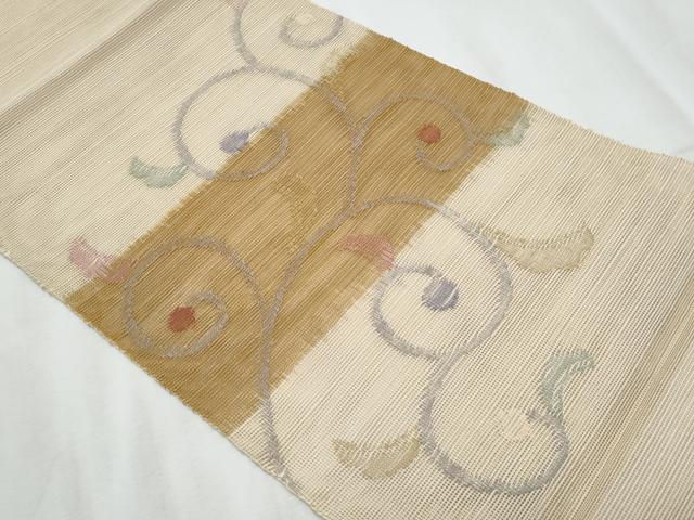 平和屋着物＊夏物　1854年創業　帯屋捨松　八寸名古屋帯　唐草文　正絹　逸品　CABL2046fb