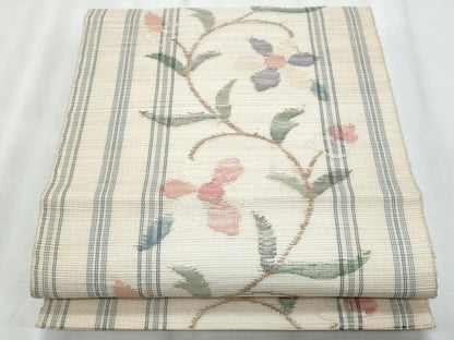 平和屋着物＊夏物　1854年創業　帯屋捨松　八寸名古屋帯　花唐草文　正絹　逸品　CABL2048fb