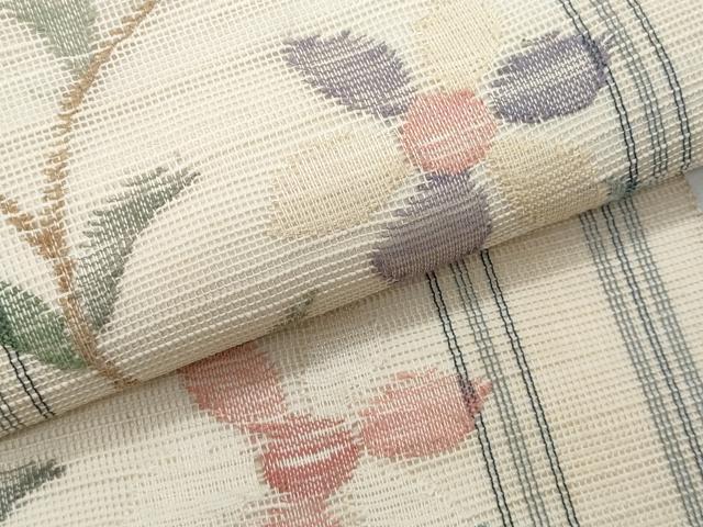 平和屋着物＊夏物　1854年創業　帯屋捨松　八寸名古屋帯　花唐草文　正絹　逸品　CABL2048fb
