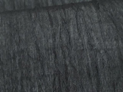 平和屋着物＊夏物　九寸開き名古屋帯　本場小千谷ちぢみ　間道　黒地　麻　逸品　CABL2049fb