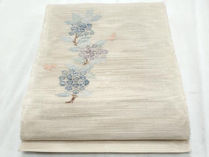 平和屋着物＊夏物　1854年創業　帯屋捨松　八寸名古屋帯　枝花文　正絹　逸品　CABL2050fb