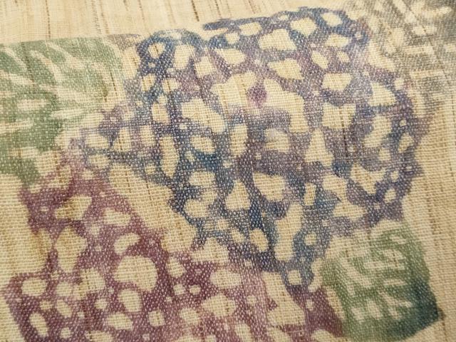 平和屋着物＊夏物　九寸名古屋帯　型染め　紫陽花　麻　逸品　CABL2052fb