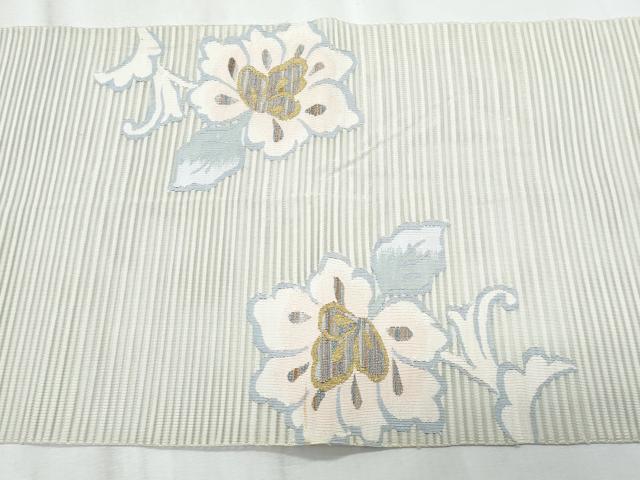 平和屋着物＊夏物　八寸名古屋帯　絽綴れ　枝花文　金銀糸　正絹　逸品　CABL2064fb