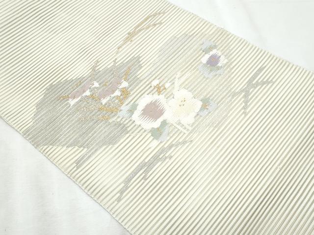 平和屋着物＊夏物　八寸名古屋帯　絽綴れ　枝花文　金銀糸　正絹　逸品　CABL2067fb