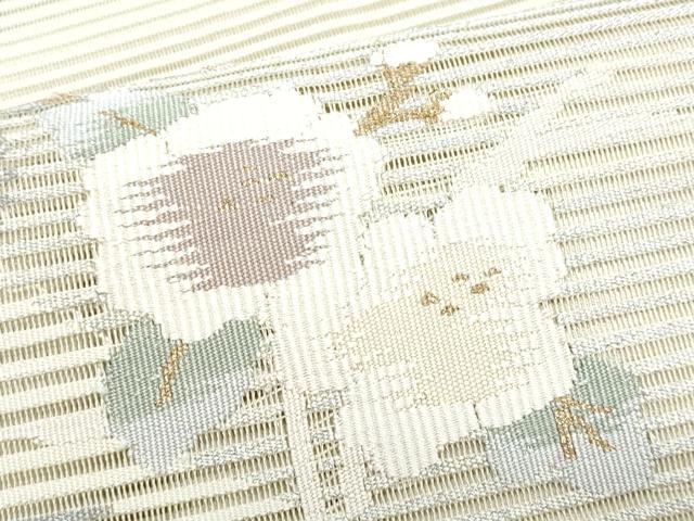 平和屋着物＊夏物　八寸名古屋帯　絽綴れ　枝花文　金銀糸　正絹　逸品　CABL2067fb