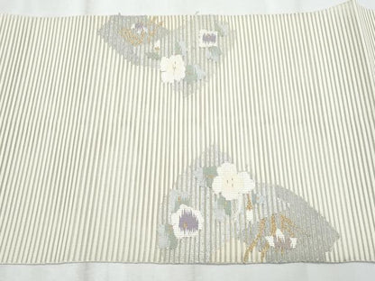 平和屋着物＊夏物　八寸名古屋帯　絽綴れ　枝花文　金銀糸　正絹　逸品　CABL2067fb