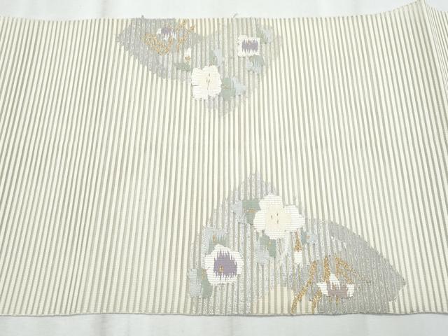 平和屋着物＊夏物　八寸名古屋帯　絽綴れ　枝花文　金銀糸　正絹　逸品　CABL2067fb