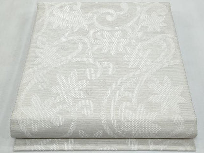 平和屋着物＊夏物　八寸名古屋帯　楓唐草文　銀糸　正絹　逸品　CABL2069fb