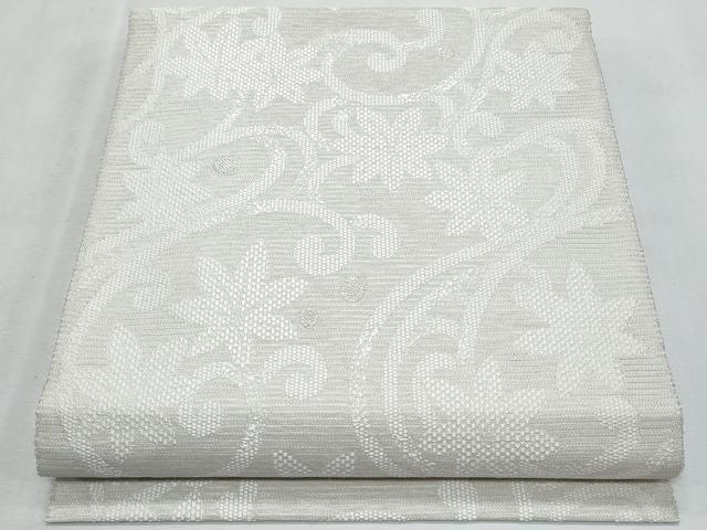 平和屋着物＊夏物　八寸名古屋帯　楓唐草文　銀糸　正絹　逸品　CABL2069fb