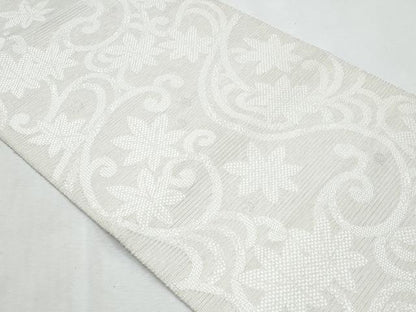 平和屋着物＊夏物　八寸名古屋帯　楓唐草文　銀糸　正絹　逸品　CABL2069fb