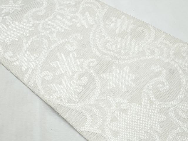 平和屋着物＊夏物　八寸名古屋帯　楓唐草文　銀糸　正絹　逸品　CABL2069fb
