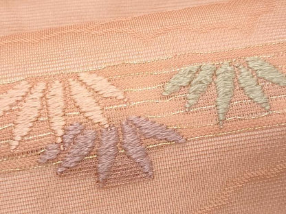 平和屋着物＊夏物　九寸名古屋帯　唐織　横段草花文　金糸　正絹　逸品　CABL2093fb