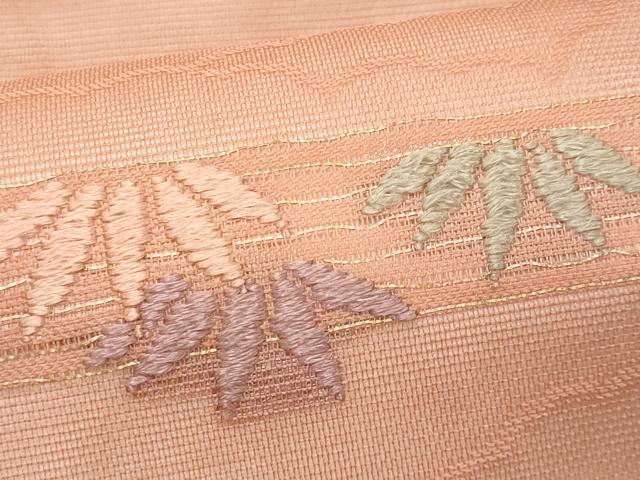平和屋着物＊夏物　九寸名古屋帯　唐織　横段草花文　金糸　正絹　逸品　CABL2093fb
