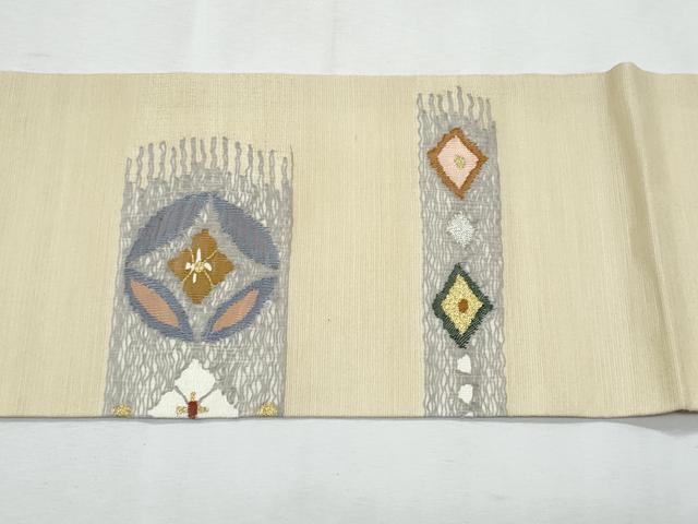 平和屋着物＊夏物　九寸名古屋帯　すくい織　七宝花文　金銀糸　正絹　逸品　CABL2094fb