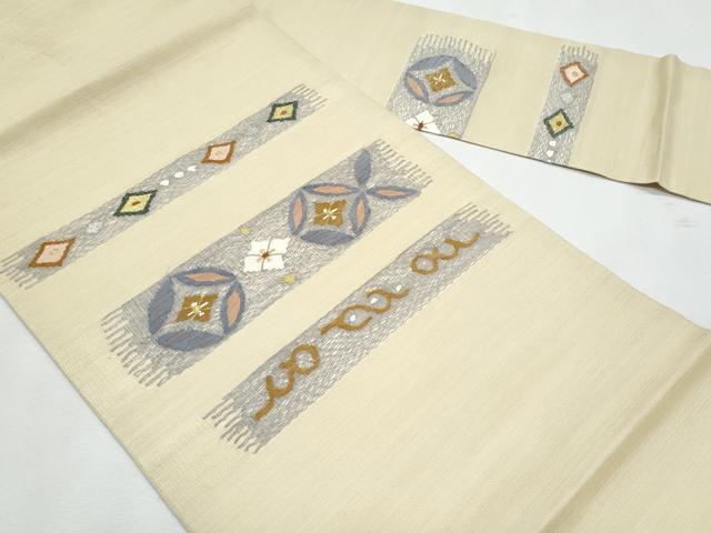 平和屋着物＊夏物　九寸名古屋帯　すくい織　七宝花文　金銀糸　正絹　逸品　CABL2094fb