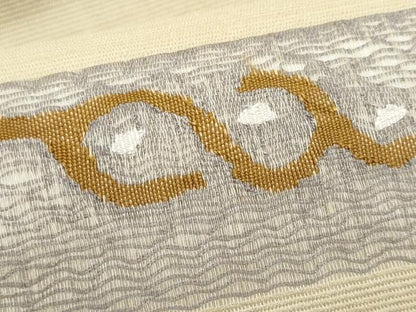 平和屋着物＊夏物　九寸名古屋帯　すくい織　七宝花文　金銀糸　正絹　逸品　CABL2094fb