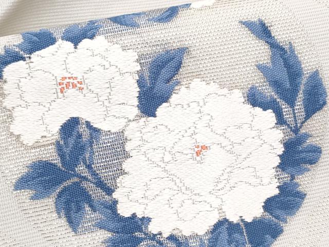 平和屋着物＊夏物　九寸名古屋帯　唐織　花丸文　銀糸　正絹　逸品　CABL2095fb