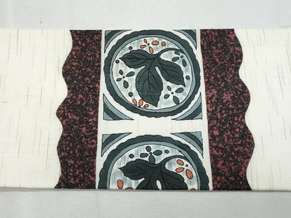 平和屋着物＊夏物　九寸名古屋帯　枝葉丸文　麻　逸品　CABL2098fb