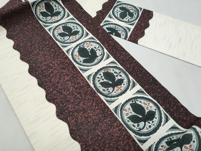 平和屋着物＊夏物　九寸名古屋帯　枝葉丸文　麻　逸品　CABL2098fb
