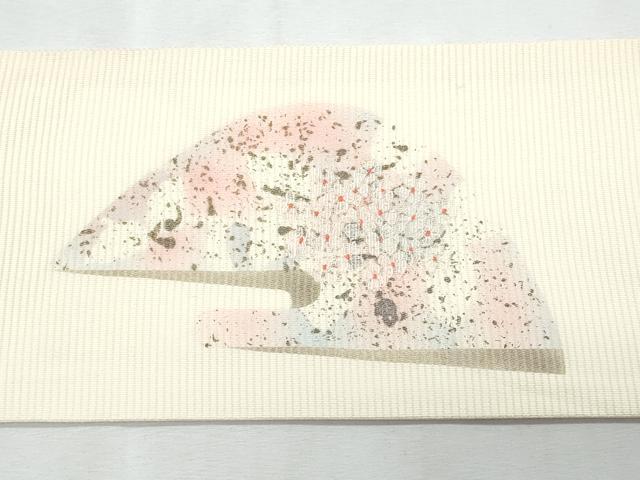 平和屋着物＊夏物　九寸名古屋帯　重ね山花文　金糸　正絹　逸品　CABL2099fb