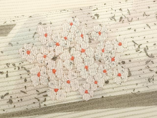 平和屋着物＊夏物　九寸名古屋帯　重ね山花文　金糸　正絹　逸品　CABL2099fb
