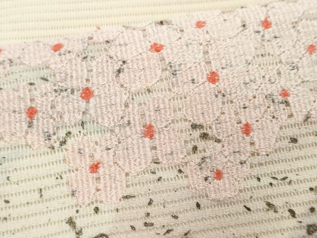 平和屋着物＊夏物　九寸名古屋帯　重ね山花文　金糸　正絹　逸品　CABL2099fb