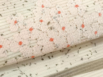 平和屋着物＊夏物　九寸名古屋帯　重ね山花文　金糸　正絹　逸品　CABL2099fb