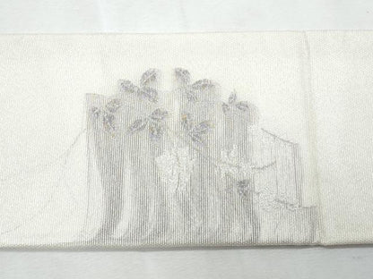 平和屋着物＊夏物　九寸名古屋帯　枝葉文　金銀糸　正絹　逸品　CABL2100fb
