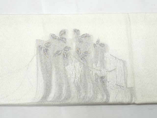 平和屋着物＊夏物　九寸名古屋帯　枝葉文　金銀糸　正絹　逸品　CABL2100fb