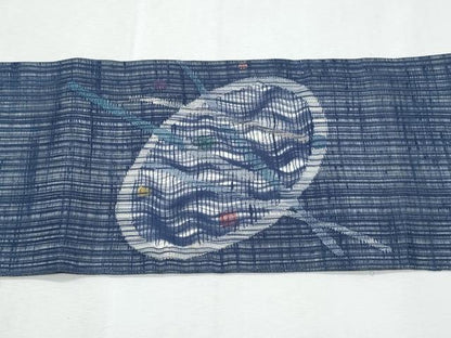 平和屋着物＊夏物　九寸名古屋帯　櫛織り　抽象文様　正絹　逸品　CABL2102fb