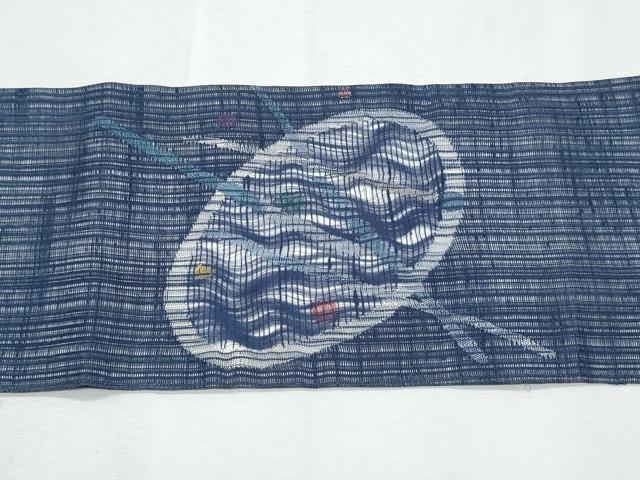 平和屋着物＊夏物　九寸名古屋帯　櫛織り　抽象文様　正絹　逸品　CABL2102fb