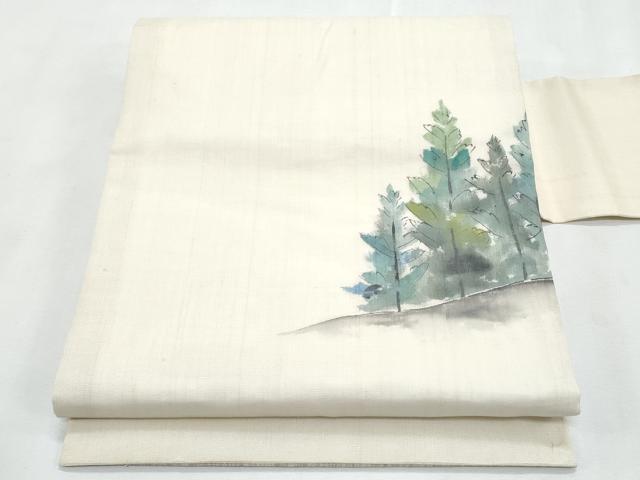平和屋着物＊夏物　九寸名古屋帯　手描き　草木文　正絹　逸品　CABL2104fb