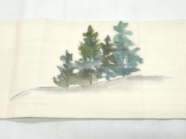 平和屋着物＊夏物　九寸名古屋帯　手描き　草木文　正絹　逸品　CABL2104fb